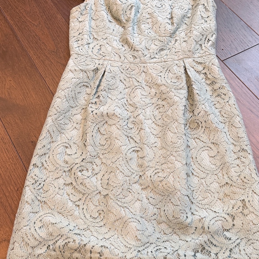 J. Crew GreenElegant Lace Cap Sleeve Dress Size 2 C12-013 - Picture 5 of 8
